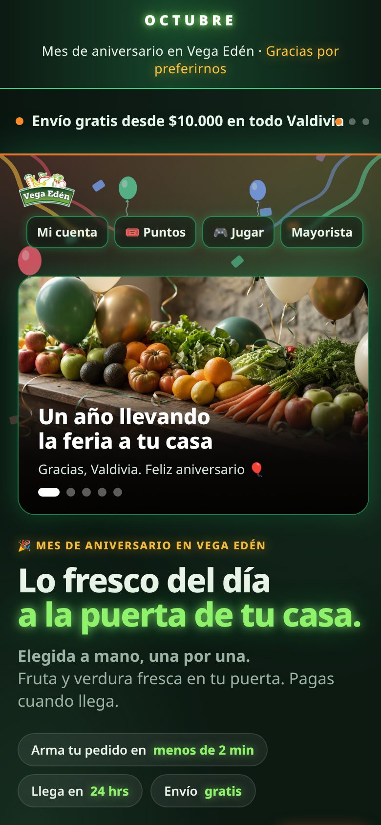 Tienda online real de Vega Edén vista en celular